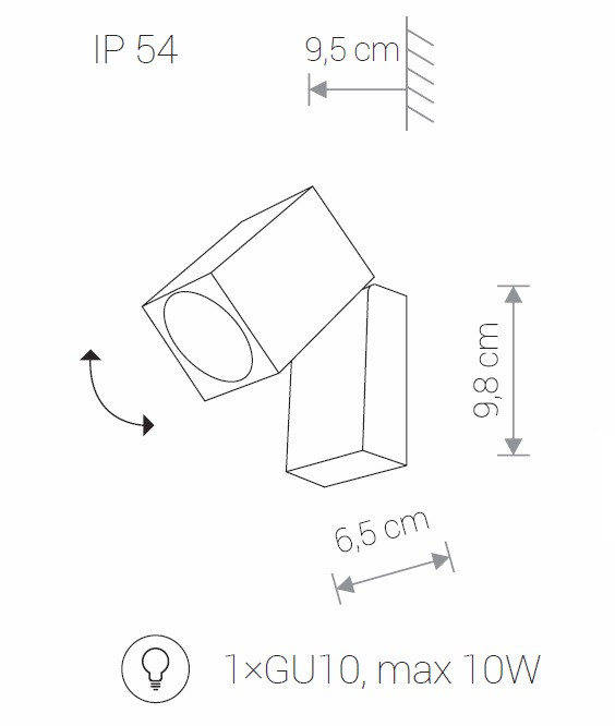 Wandspot GU10 IP54 antraciet