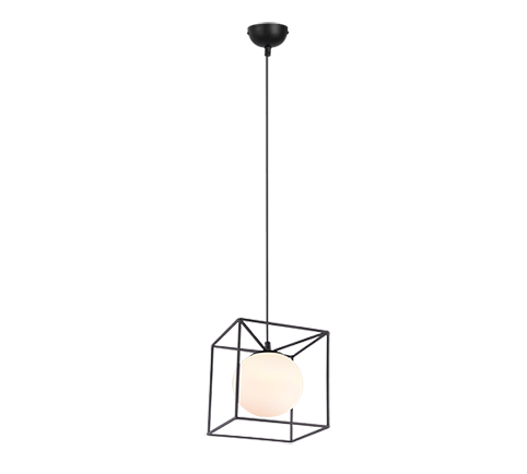 R30401032 GABBIA Pendel E27 Zwart/Opaal
