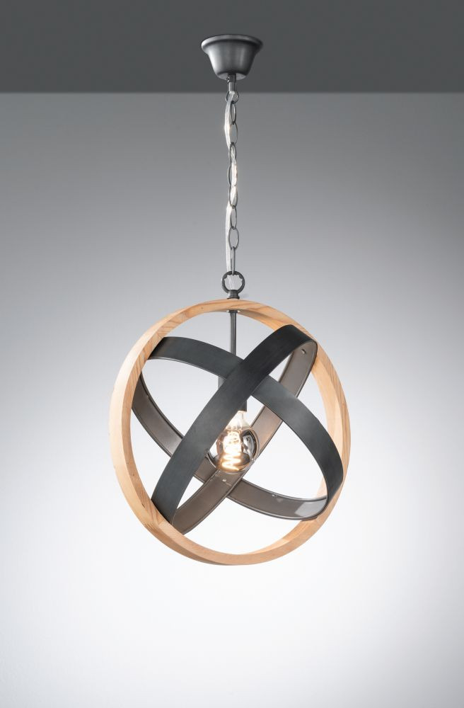 Pendel E27 Antraciet Hout