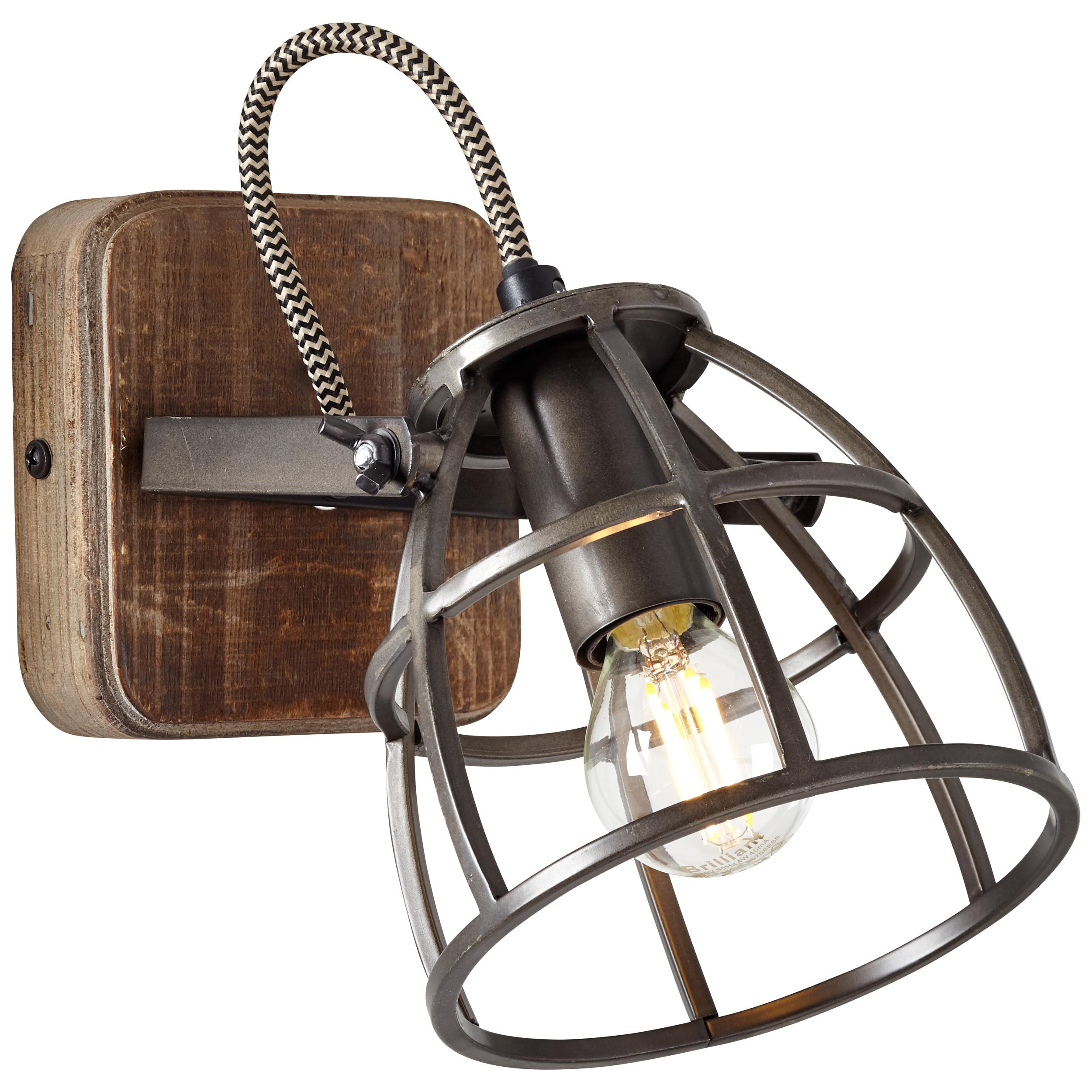 83410/46 MATRIX Spot E14 Zwart Staal Oud Hout
