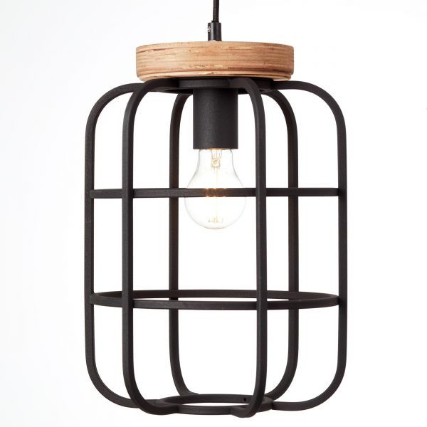 99254/66 GWEN Hanglamp E27 Antiek hout/Mat zwart