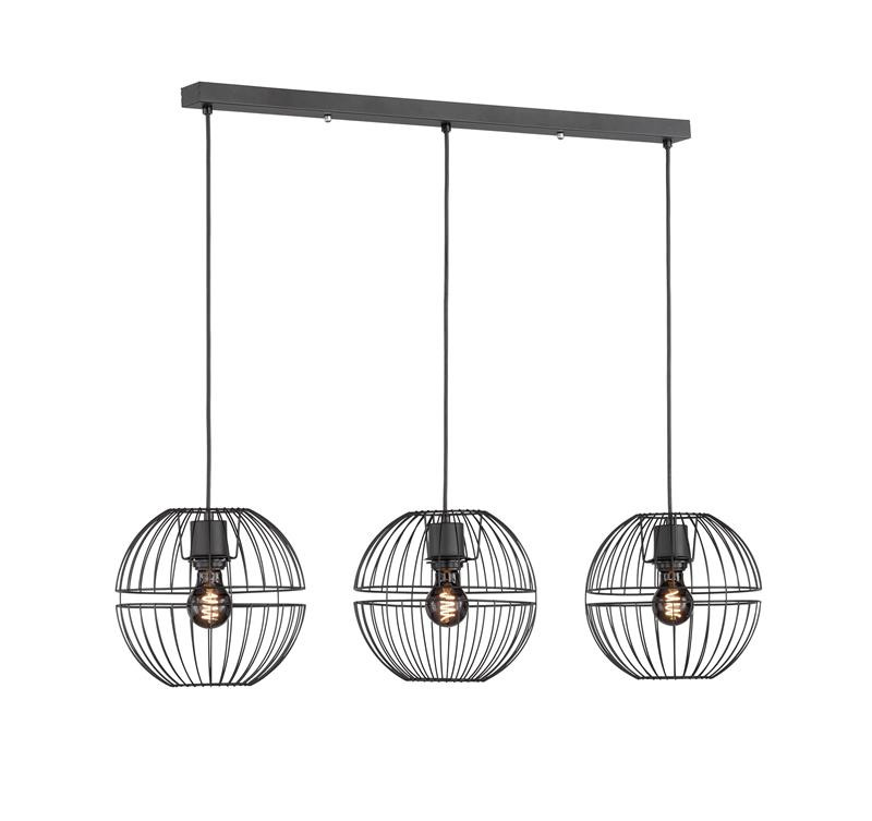 Hanglamp 3xE27 zwart
