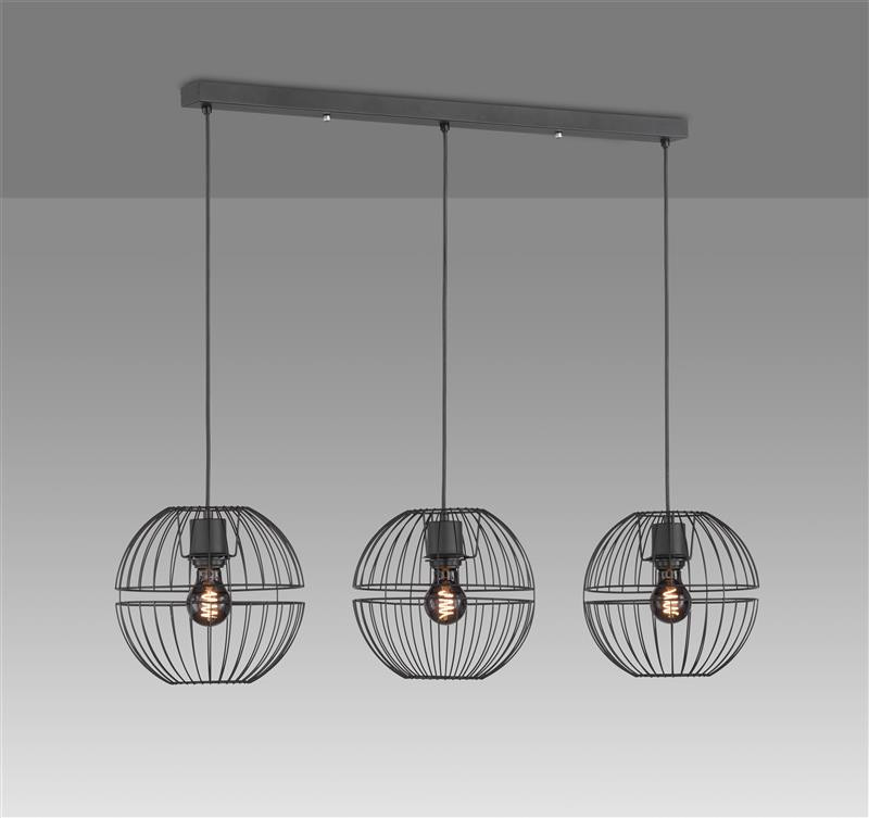 Hanglamp 3xE27 zwart