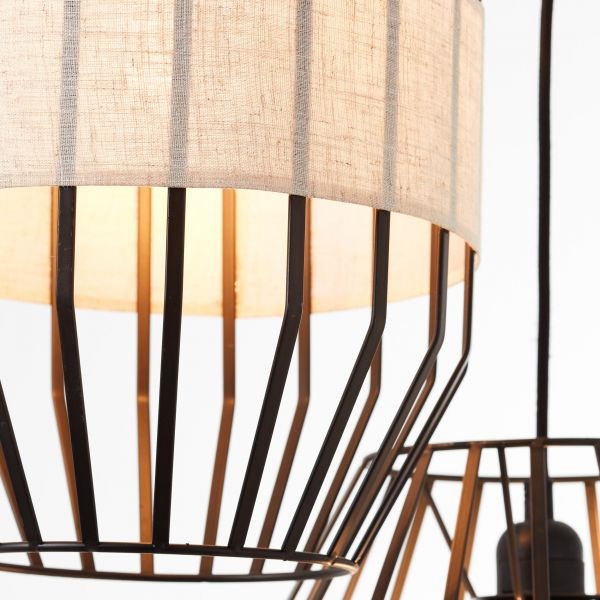 99479/76 SLOPE Hanglamp 3xE27 Zwart Textiel