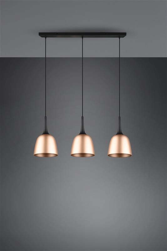 310800308 CHIRON Hanglamp 3xE27 Zwart Champagne