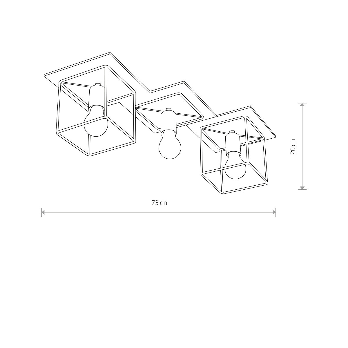Plafondlamp 3xE27 Zwart/Hout