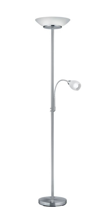 R40063107 GERRY Vloerlamp E27+E14 Nikkelmat Glas