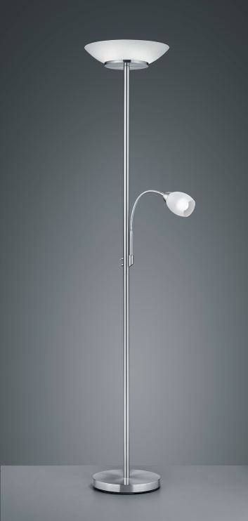 R40063107 GERRY Vloerlamp E27+E14 Nikkelmat Glas
