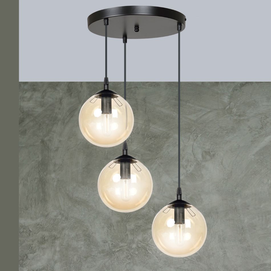Hanglamp R3xE14 zwart