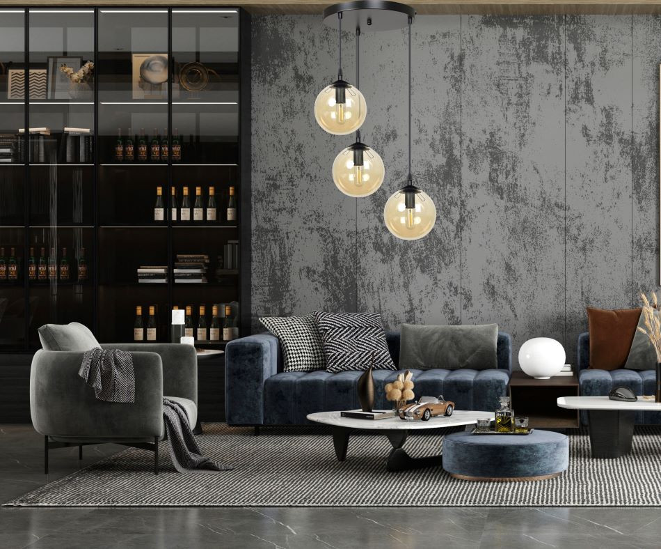 Hanglamp R3xE14 zwart
