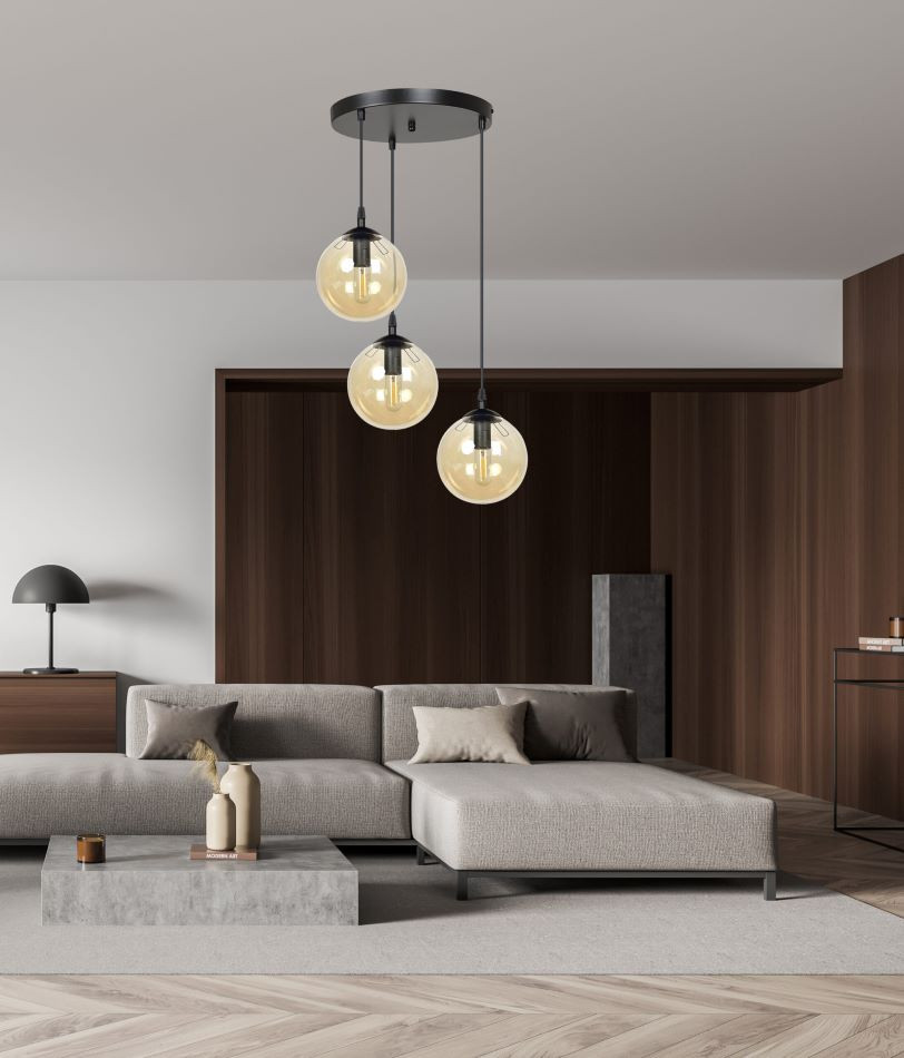 Hanglamp R3xE14 zwart