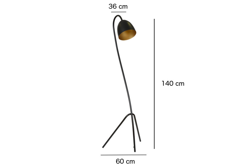 Vloerlamp E27 zwart/goud