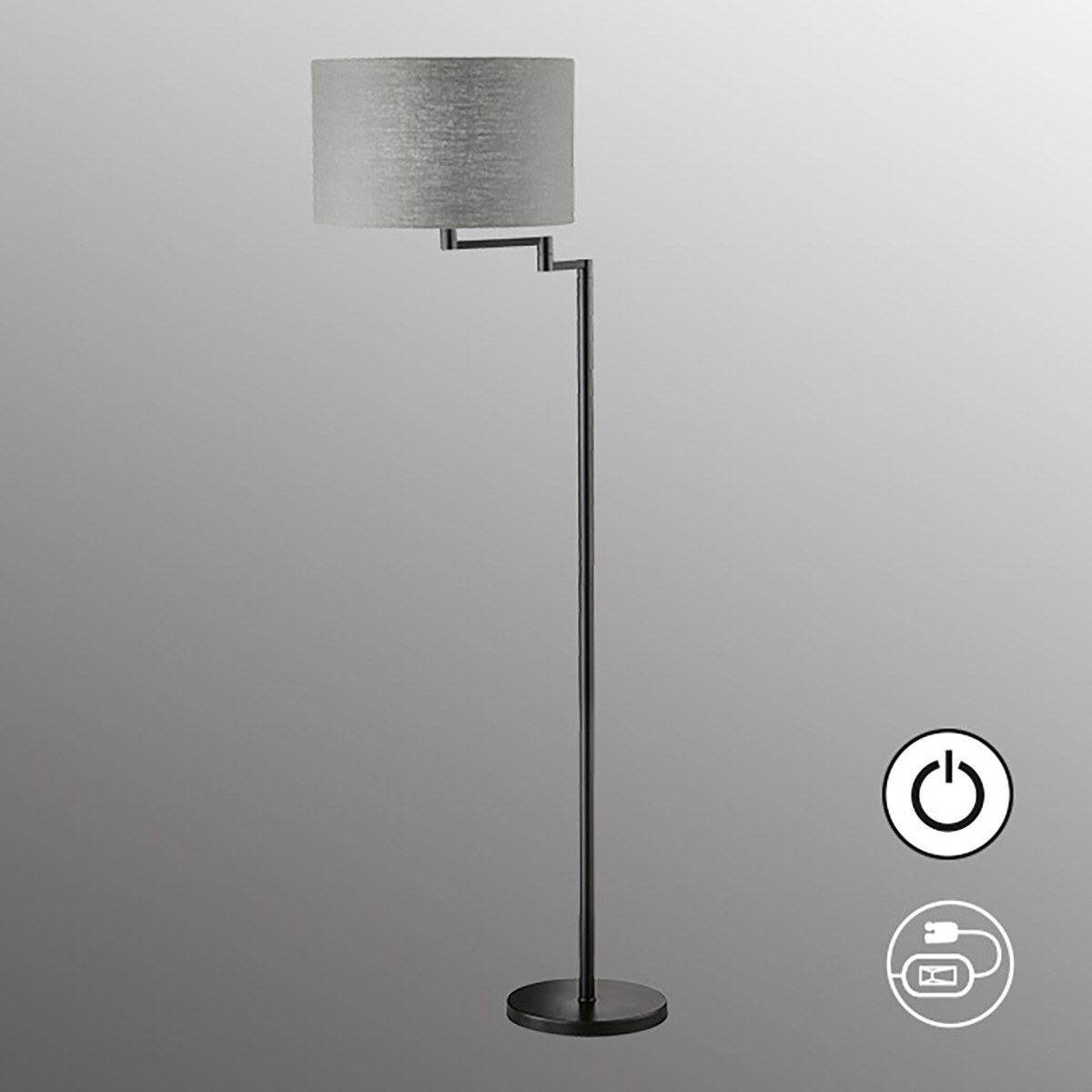 Vloerlamp E27 zwart