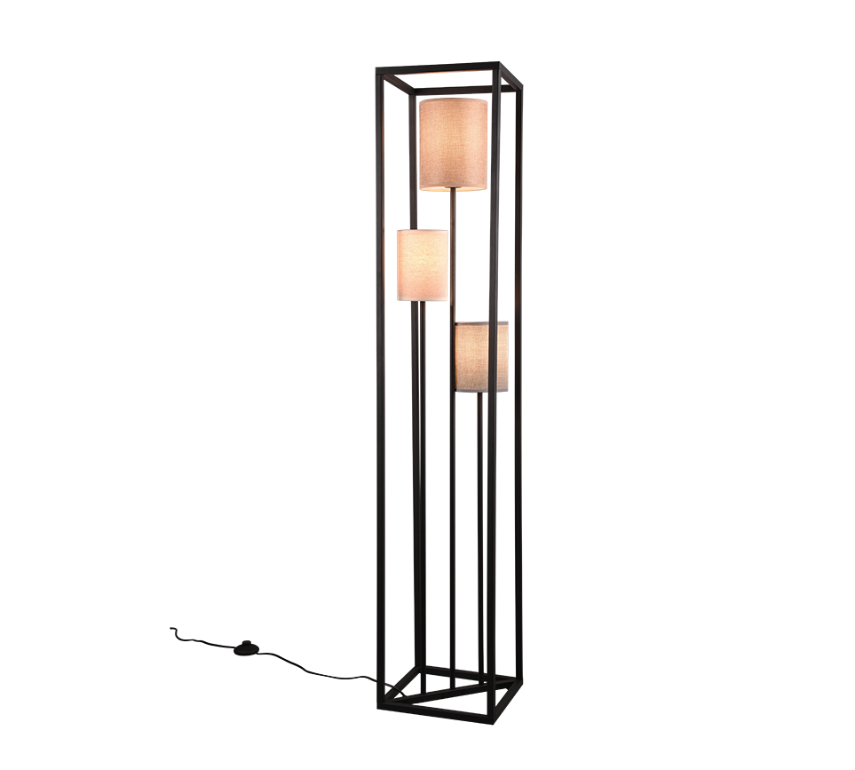 403100317 ROSS Vloerlamp 3xE27 zwart+textiel