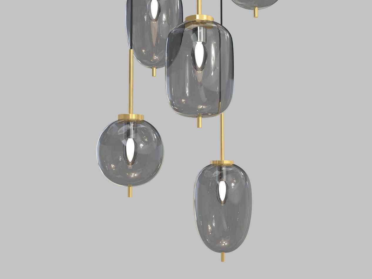 Hanglamp 5xE14 Zwart+Goud