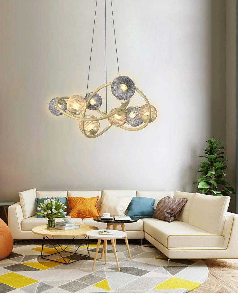 00237/08/02 TROPEZ Luster 8xG9 Mat goud+Smoke+Amber