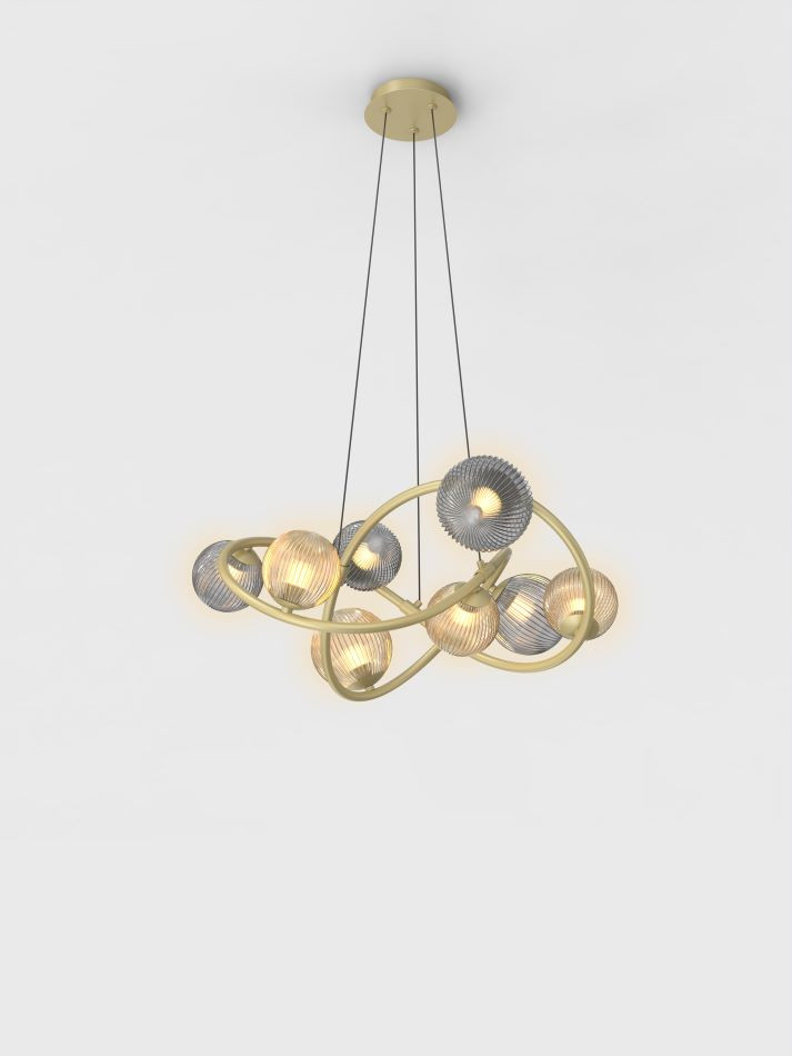 00237/08/02 TROPEZ Luster 8xG9 Mat goud+Smoke+Amber