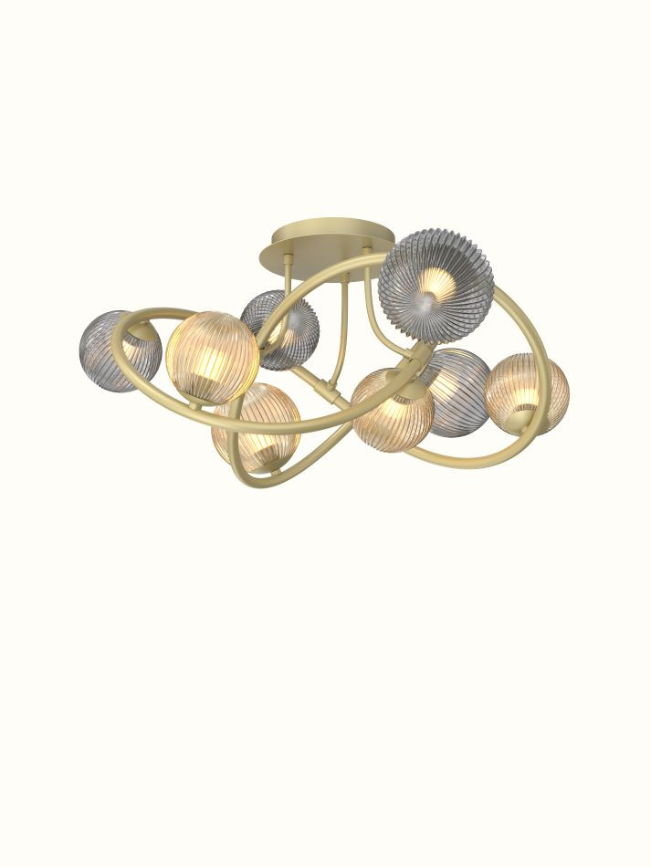 00237/28/02 TROPEZ Plafondlicht 8xG9 Mat goud+Smoke+Amber