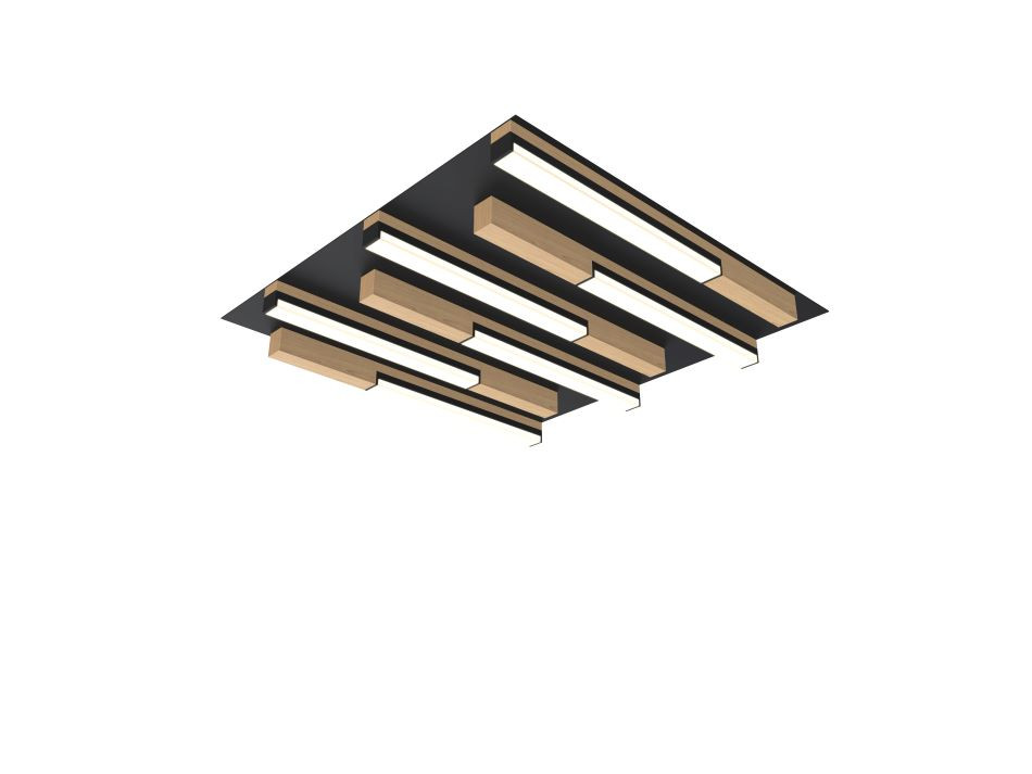 Plafonnier 26w 3000lm 3000k 3Stap Zwart+Hout
