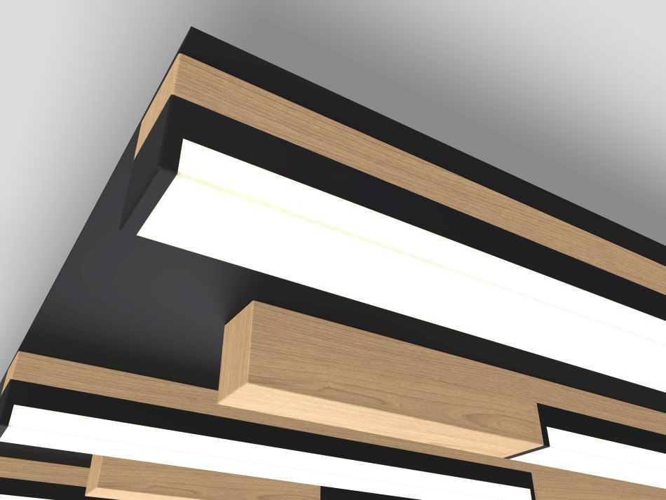 Plafonnier 26w 3000lm 3000k 3Stap Zwart+Hout