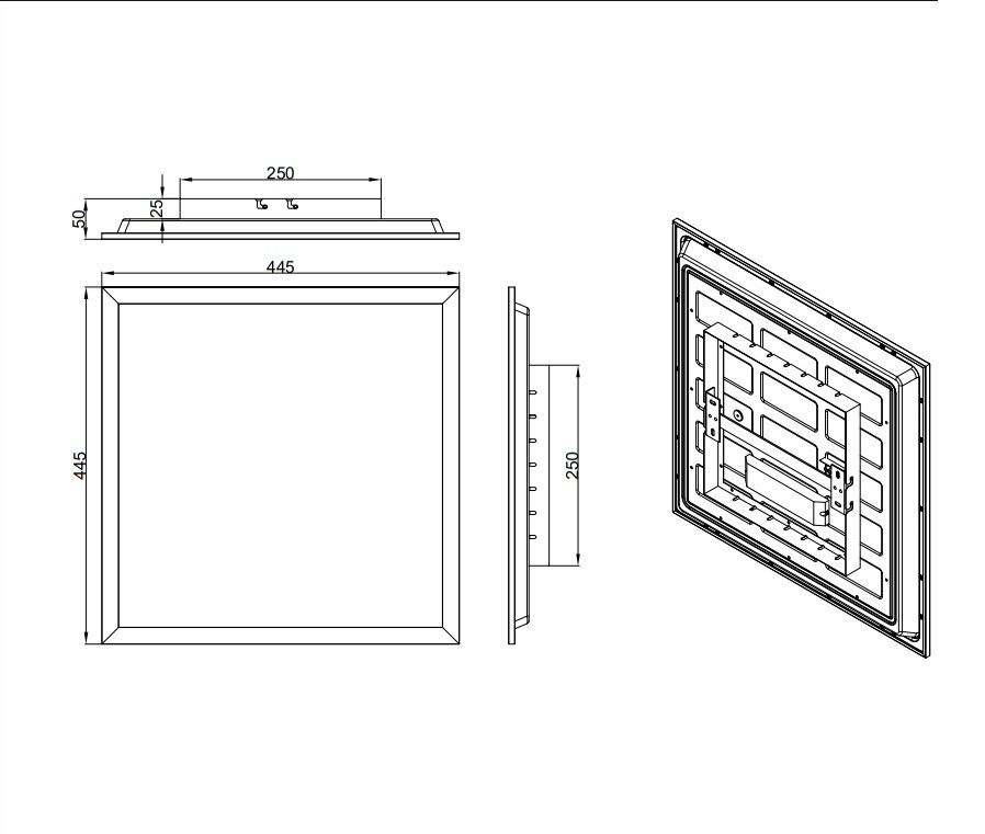 R67664532 BETA Tegel44 Plafonnier 18w 2000lm RGB+W zwart