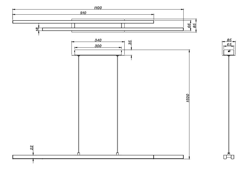 ODIO R37882132 Pendel 22w 2500lm 3000k zwart