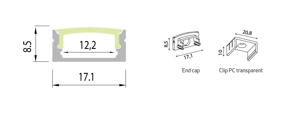 Profiel 2 meter zwart 