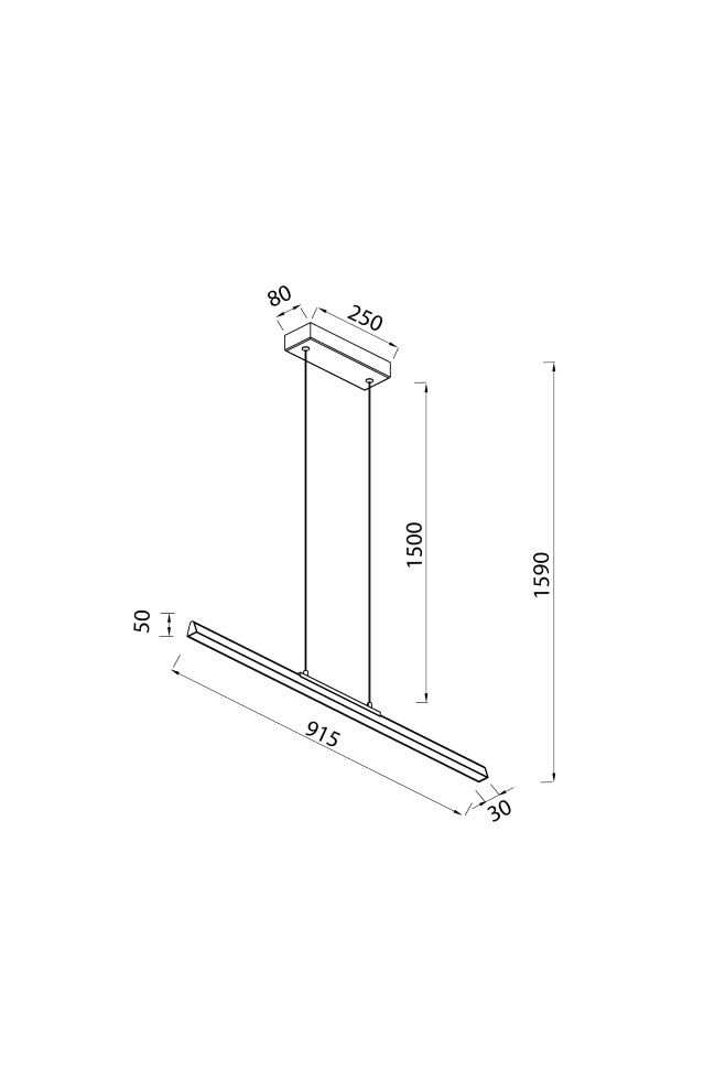 Pendel 36w 4550lm Warm Zwart
