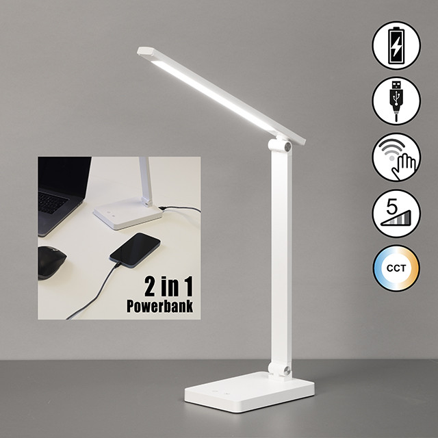 Accu/Oplaadbare Bureaulamp 2,5w 250lm CCT Dim Wit