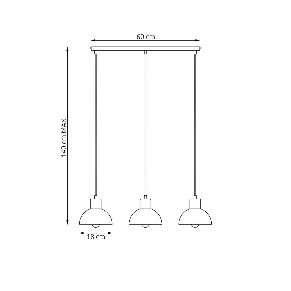Hanglamp 3xE27 zwart hout