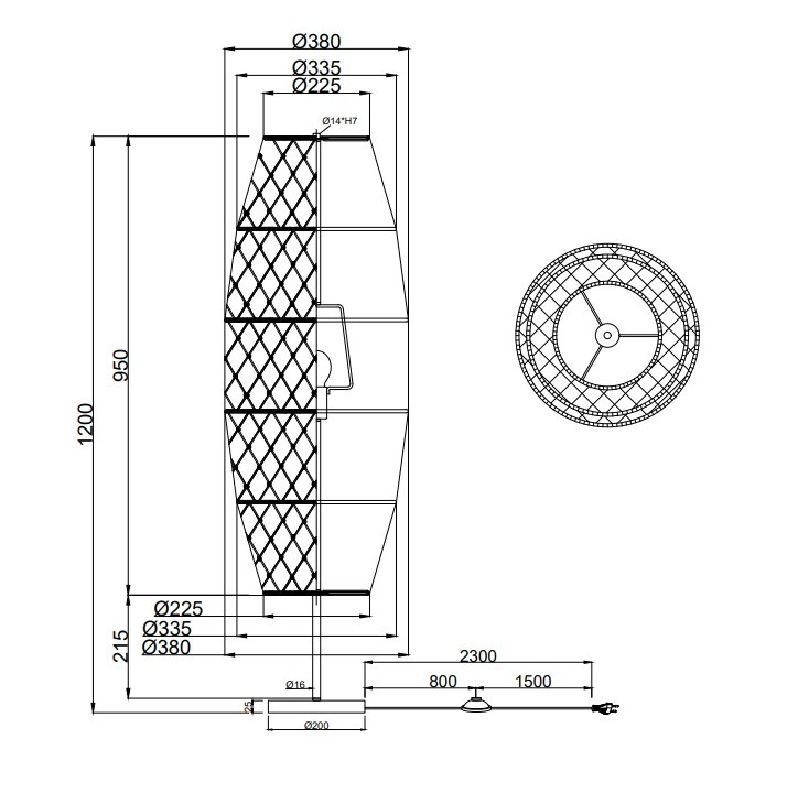 R41681036 HIVE Staanlamp E27 Zwart Natuur
