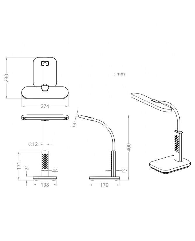 Bureaulamp 9w 530lm CCT Dim Wit