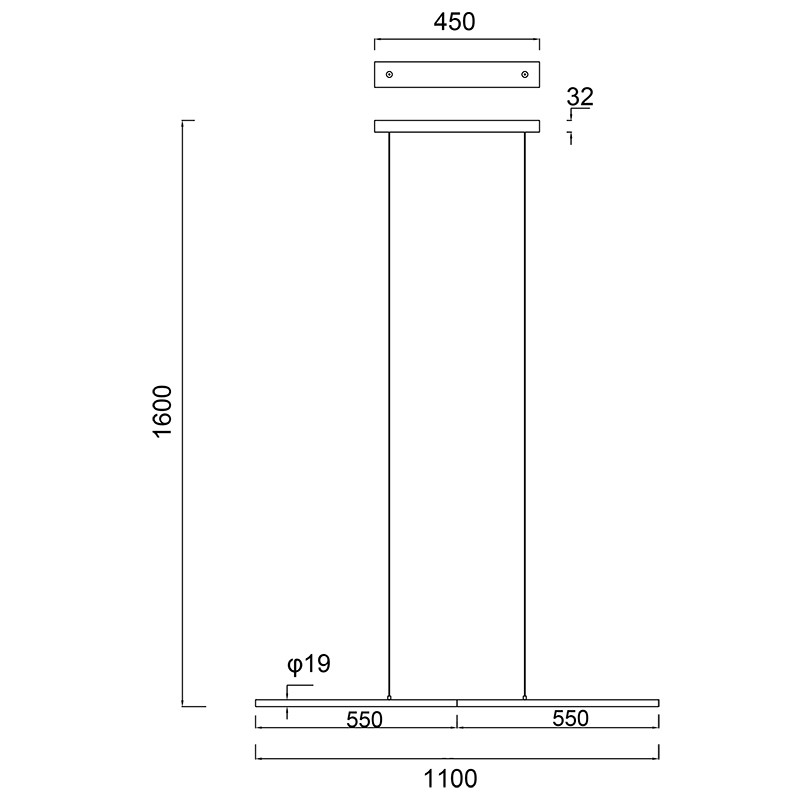 Hanglamp 21w 1475lm 3000k zwart
