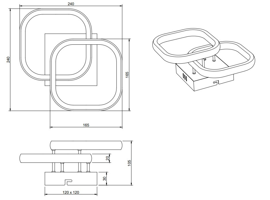 R63531932 KASIA Plafond/wandlamp 7w 800lm 3000k zwart