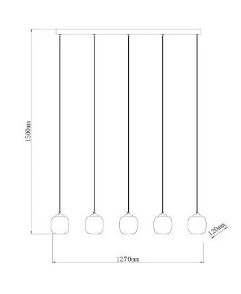 74419/25/30 TAMINO Hanglamp 5x5,6w 2500lm 3000K Zwart