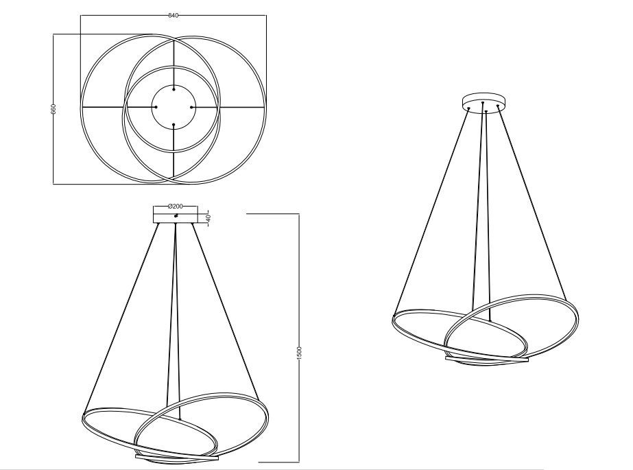 349119132 DARVIN Pendel 52w 6700lm CCT zwart