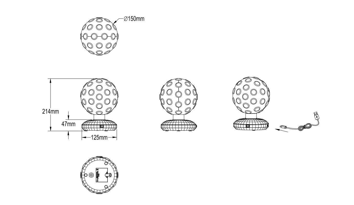 R53831102 ZERO Discoball RGB 1w 50lm zwart