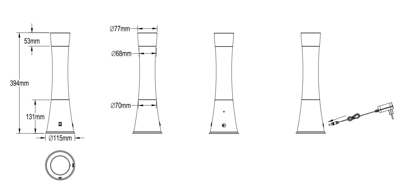 R50559192 ETNA LED Lavalamp 21w 260lm 3000k zwart rood