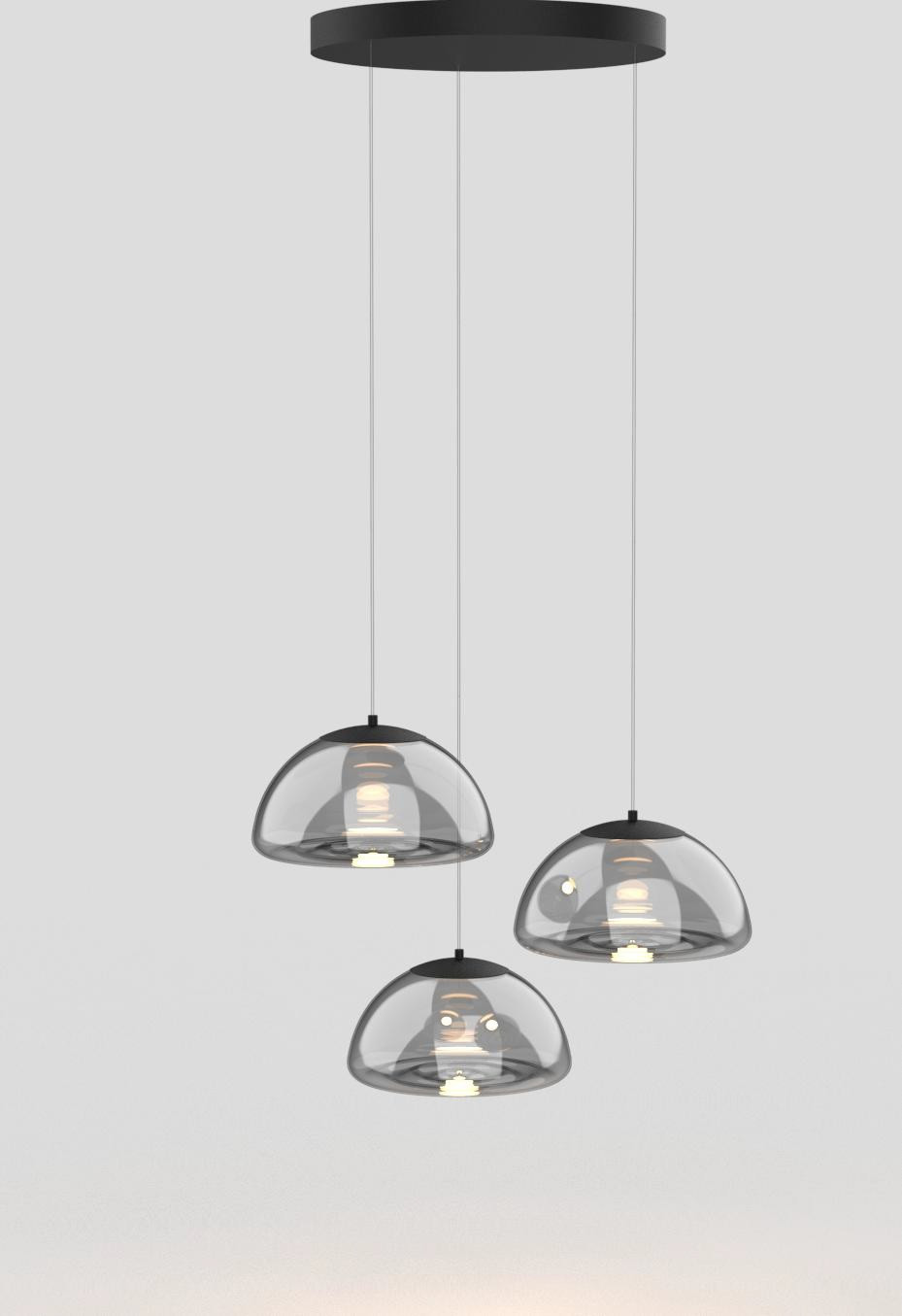 74410/03/30 FRINGLE Rond/3 30w 3200lm 3000k zwart smoke