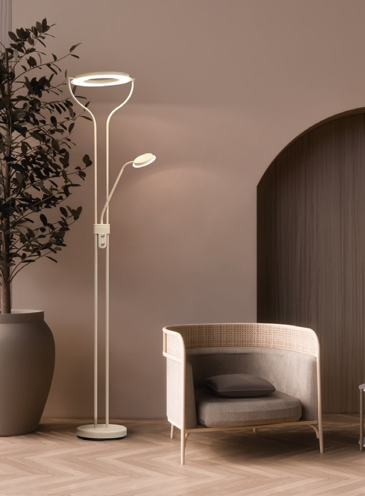 Vloerlamp 30+6,5w 4600lm CCT DIM Crème