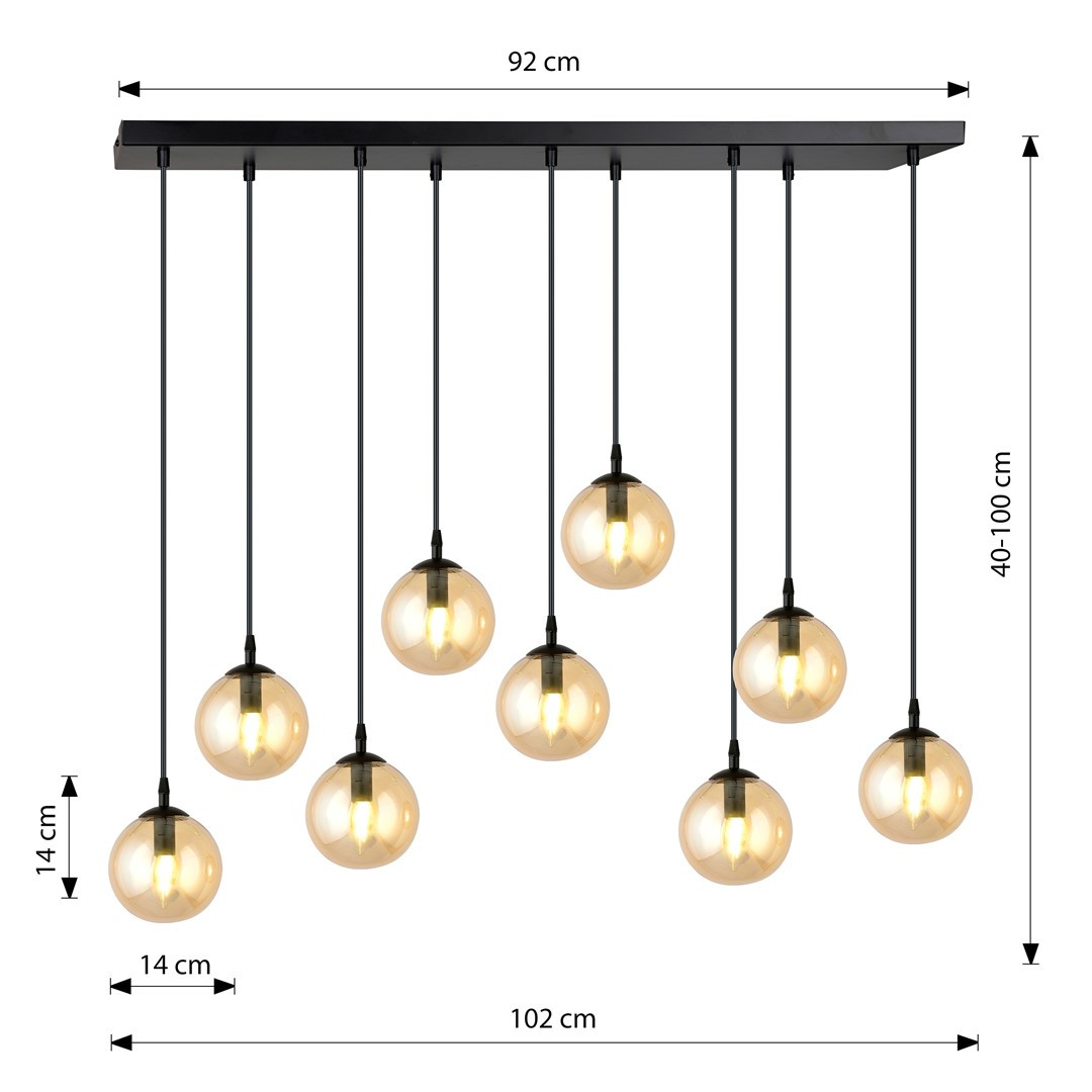 Hanglamp 9xE14 zwart