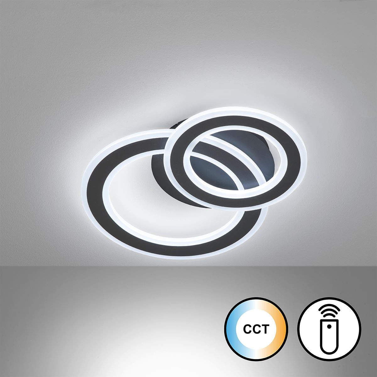 21397 ELVAS Plafondlamp 20w 3100lm CCT DIM RC zwart