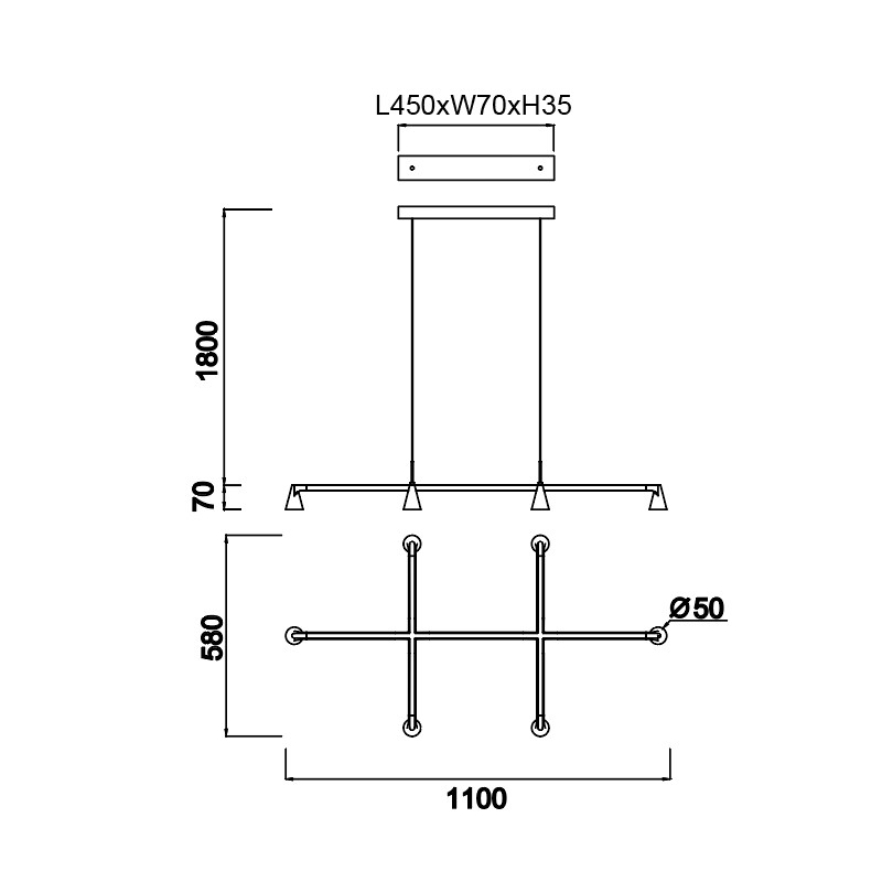 Pendel 29w 2700lm 3000k zwart