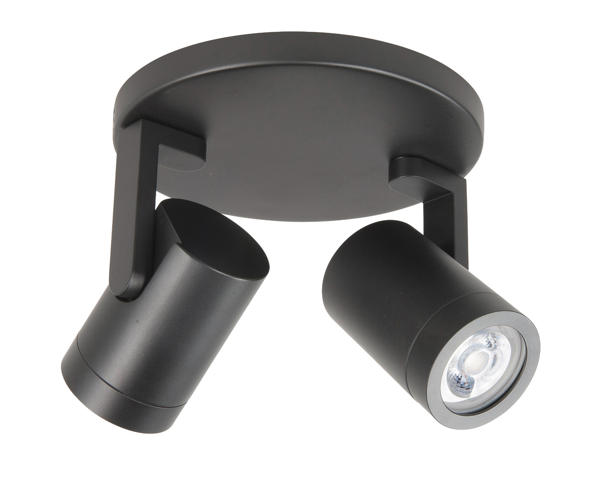 Spot basis rond 2xGU10 Zwart