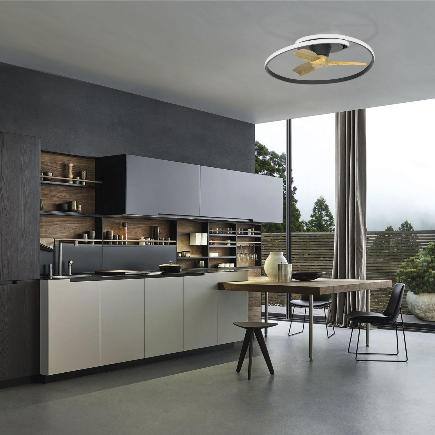 Plafondventilator 60w 6600lm CCT Zwart