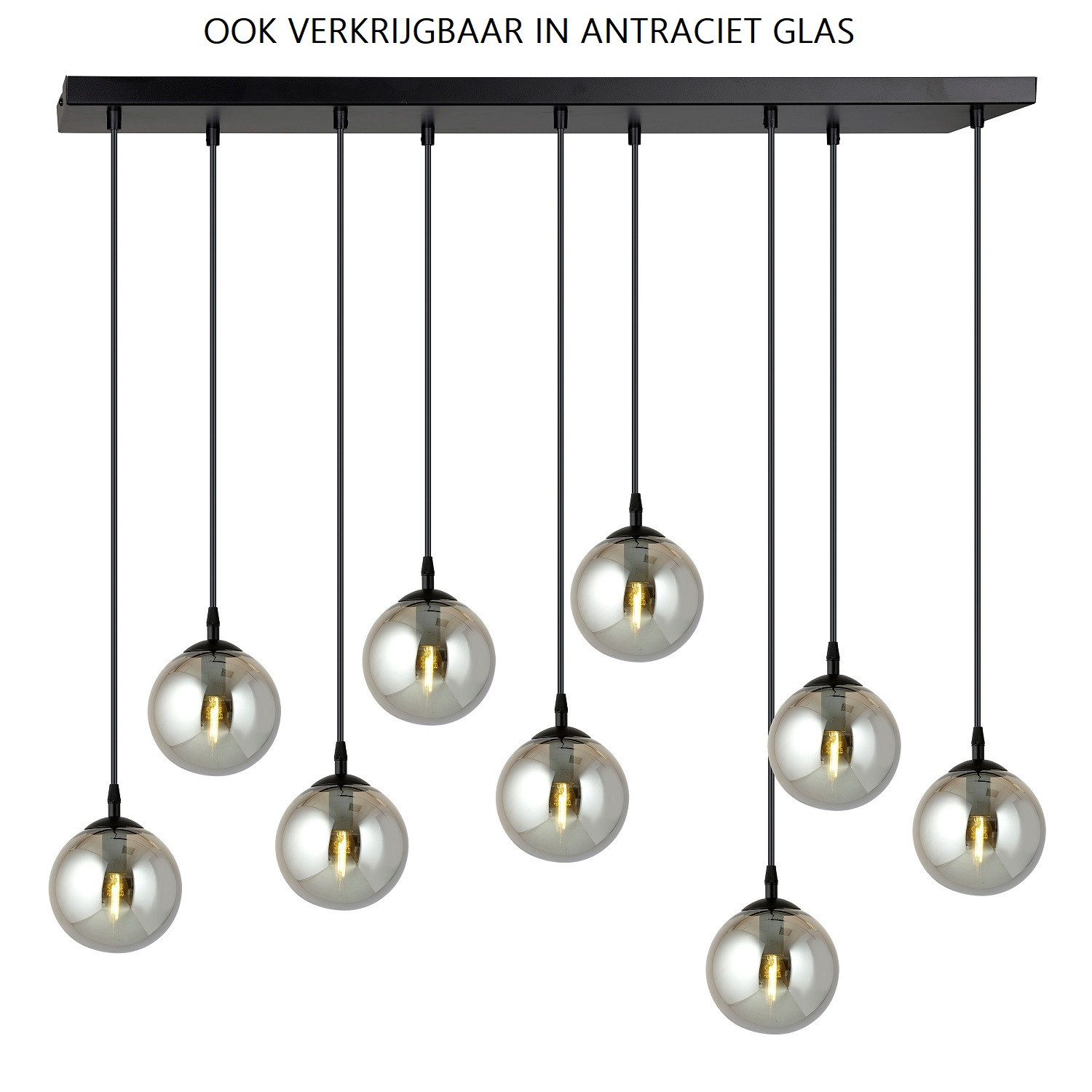 Hanglamp 9xE14 zwart