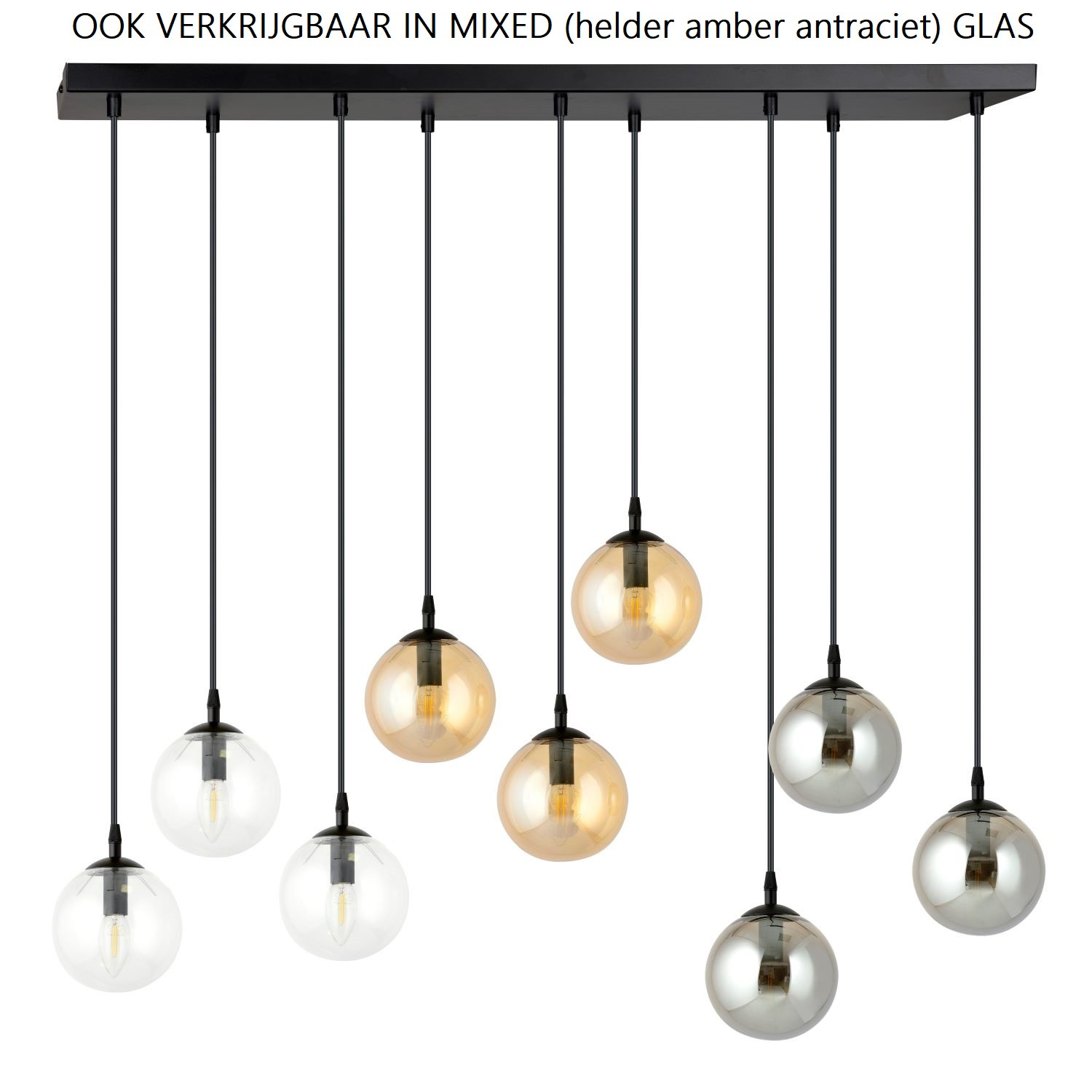 Hanglamp 9xE14 zwart