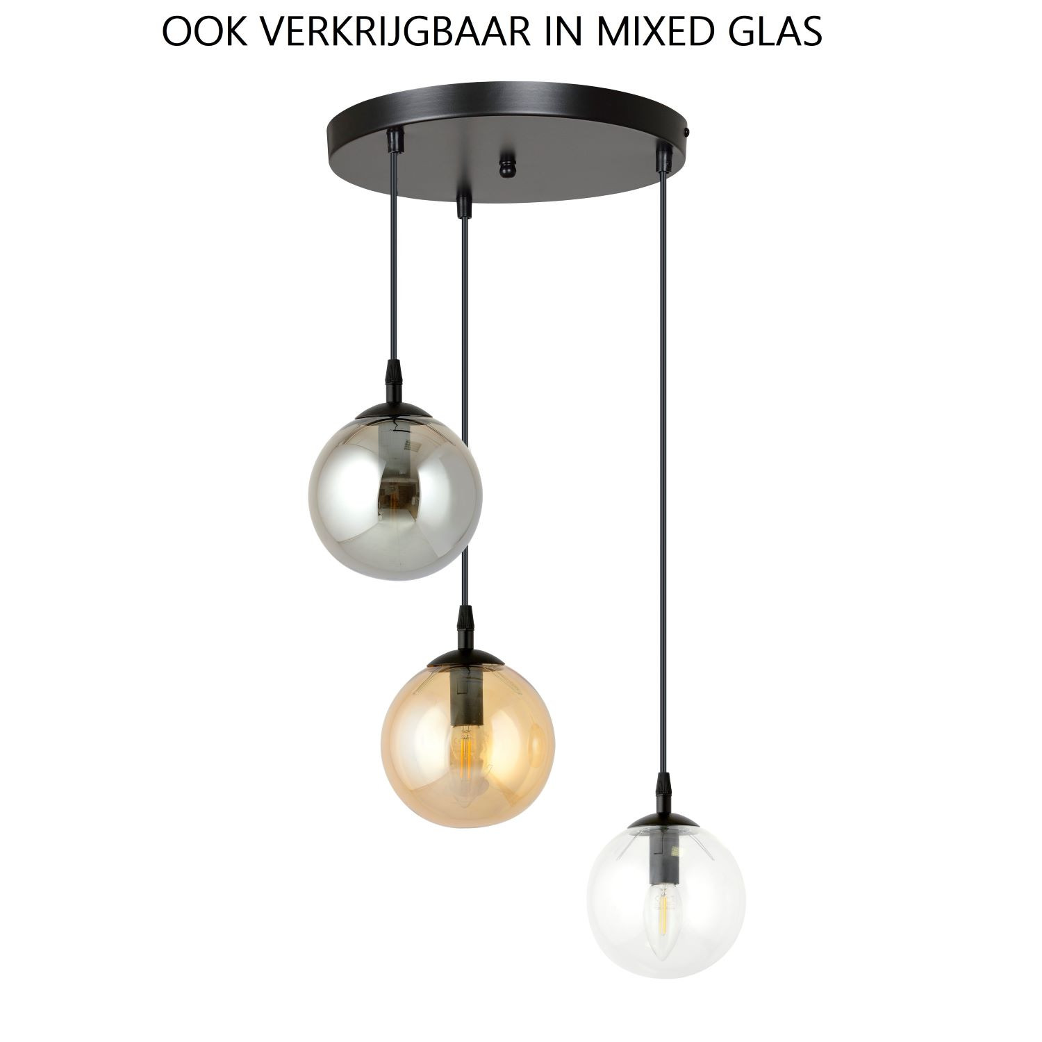 Hanglamp R3xE14 zwart