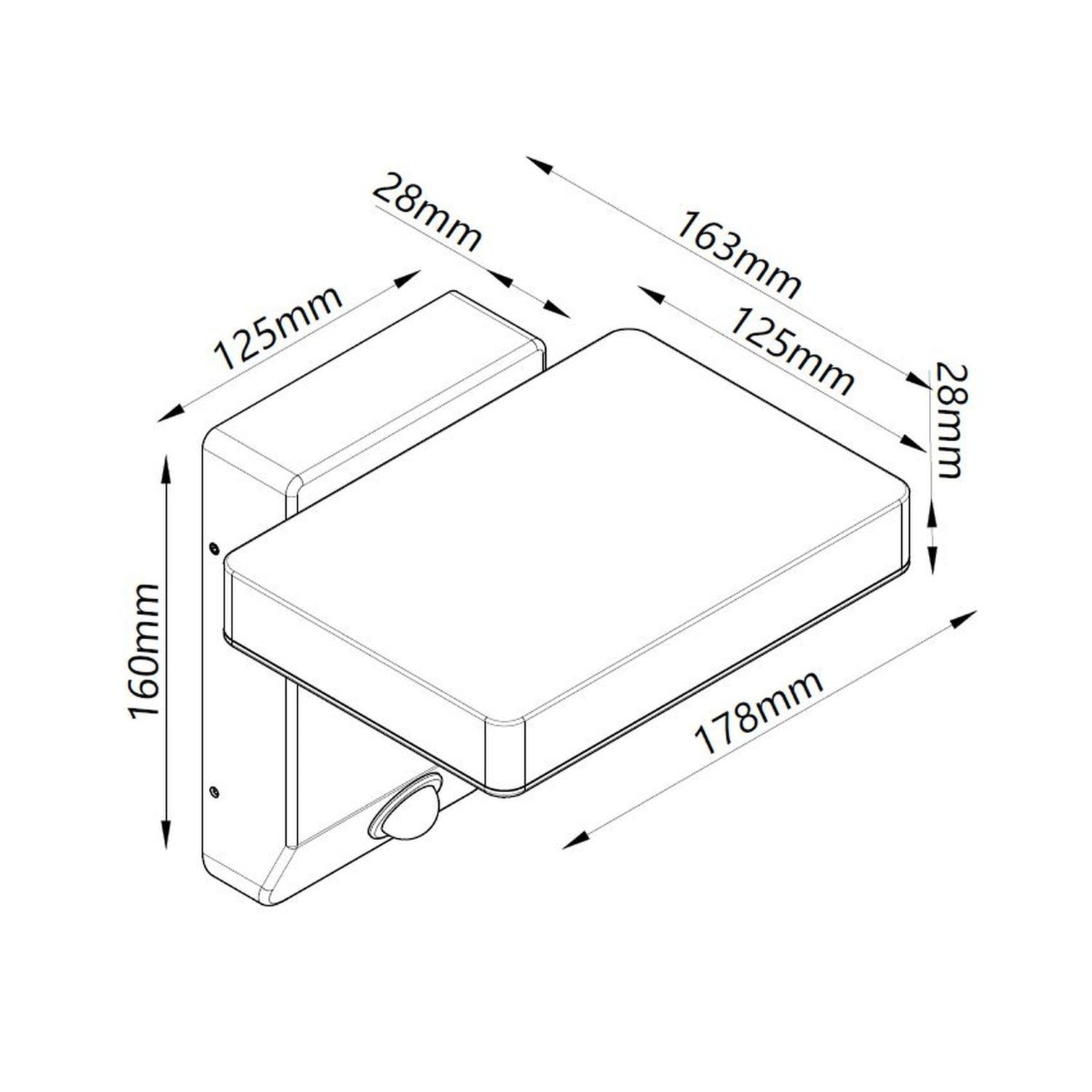 Tuinlamp IP54 PIR 20w 1700lm 3000k Zwart