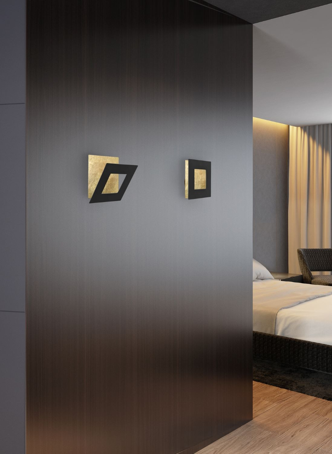 Wandlicht 12w 840lm 3000k Zwart Goud